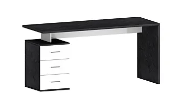 Scrivania 3 cassetti, 160x75x60 h cm, Bianco laccato lucido e Ardesia
