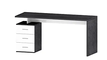 Scrivania 3 cassetti, 160x75x60 h cm, Bianco laccato lucido e Ardesia