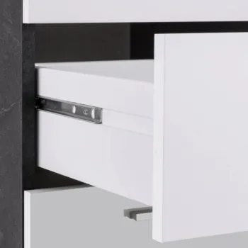 Scrivania 3 cassetti, 160x75x60 h cm, Bianco laccato lucido e Ardesia