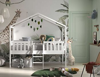 Letto a casetta per bambini, finitura Bianco laccato