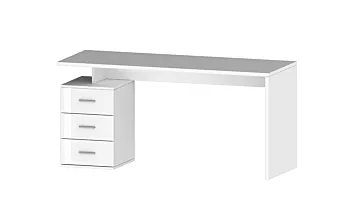 Scrivania 3 cassetti, 160x75x60 h cm, Bianco laccato lucido