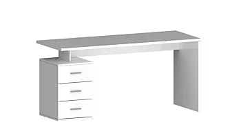 Scrivania 3 cassetti, 160x75x60 h cm, Bianco laccato lucido