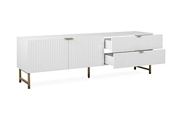 Porta TV bianco opaco stile nordico con gambe dorate Zenzero Shop