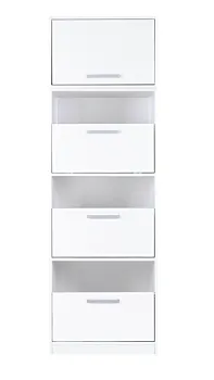 Mobile con 3 cassettoni contenitori con pensile, L.67 H.208 P.68, Bianco