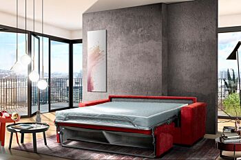 Divano letto modello Denali, sfoderabile a 3 posti finitura rossa