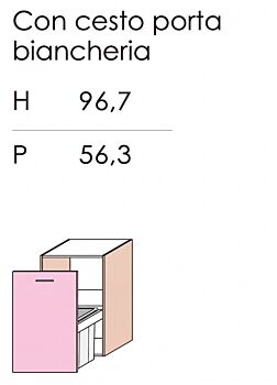 Coprilavatrice con cesto porta biancheria, finitura Blu opale, L.150