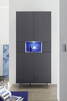 Madia alta moderna a 4 ante 2 cassetti, colore grigio gessato