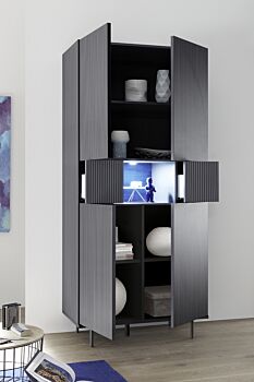 Madia alta moderna a 4 ante 2 cassetti, colore grigio gessato