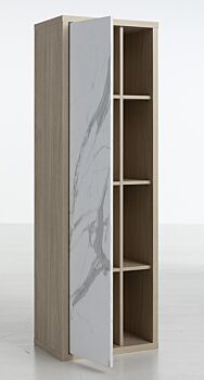 Colonna con 1 anta in finitura Rovere e effetto Marmo bianco