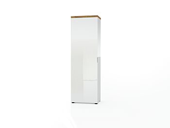 Guardaroba da ingresso, finitura Bianco laccato lucido e Castagno