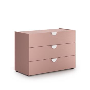 Comò a 3 cassetti camerette, Rosa flamingo, L.110