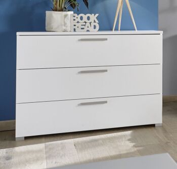 Comò 3 cassetti con maniglie in legno Bianco