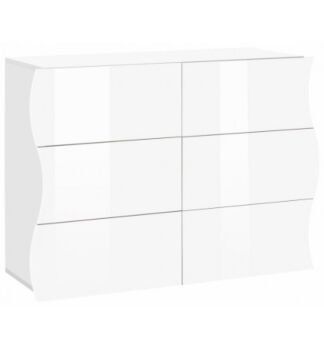 Madia/ Comò 6 cassetti sagomati in finitura bianco laccato lucido, linea onda