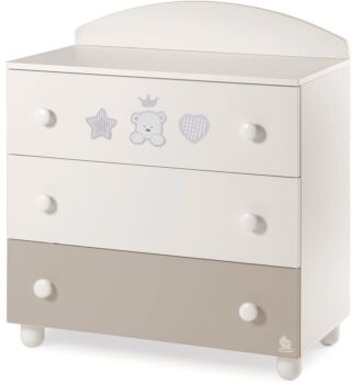 Culla moderna Baloo con ruote, finitura Choco con decori