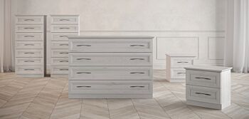Comò 4 cassetti stile contemporaneo, finitura Rovere chiaro 