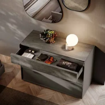 comò moderno grigio e rovere
