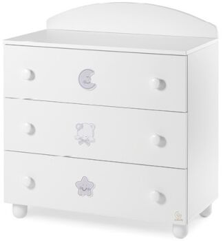 Culla moderna Grizzly con ruote, finitura bianco con decori grigi Zenzero Shop