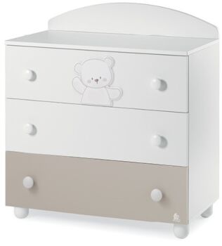 Culla Mr.Bear bianca e choco con ruote, decori con orsetti