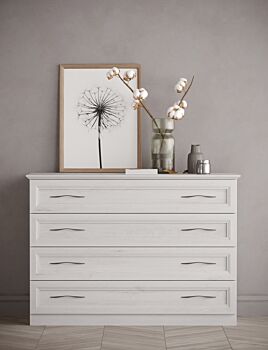 Comò 4 cassetti stile contemporaneo, finitura Rovere chiaro 