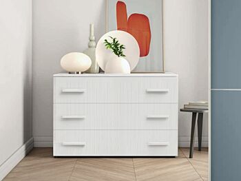 Set moderno comò e comodini in finitura in finitura Rovere Bianco