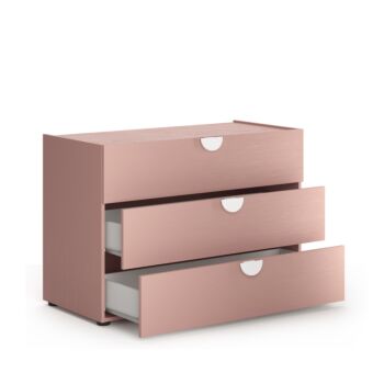 Comò a 3 cassetti camerette, Rosa flamingo, L.110