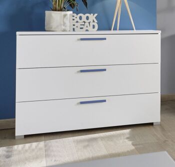 Comò 3 cassetti con maniglie in legno Blu