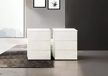 comodino 3 cassetti bianco spatolato