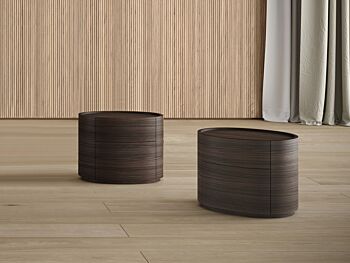 Coppia di comodini di design finitura nobilitato Teak 