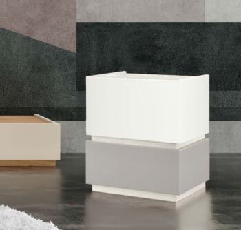 Coppia comodini stretti in finitura Bianco Opaco e Grigio Seta