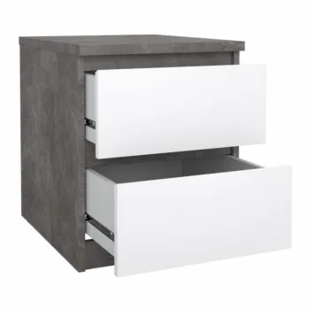 comodino calcestruzzo e bianco lucido 