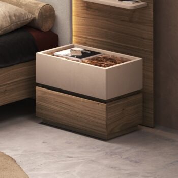 Comodino 2 cassetti, Cashmere e Cadiz, top Marmo impero