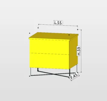 comodino laccato giallo