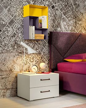 Comodino moderno con 2 cassetti Bianco luce, Moretti Compact