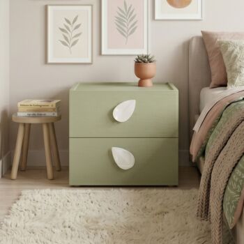 Comodino 2 cassetti verde Pistacchio, L.50