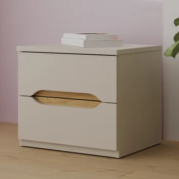 Camera completa di armadio, letto, comò e comodini in finitura Sabbia e Rovere Mauvella