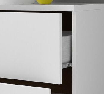 Set Comò e 2 comodini, design moderno, finitura bianco opaco