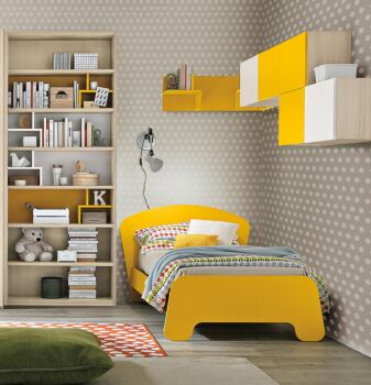 Letto singolo  Eco per camerette in finitura Girasole