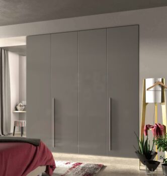 Armadio a 4 ante battenti grigio cenere lucido con ante da 60 cm