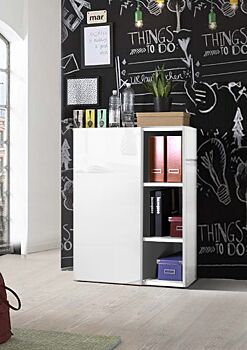 Libreria Point con un'anta in finitura Bianco Lucido