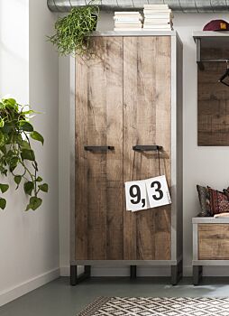 Armadietto ingresso industry, 2 ante finitura rovere invecchiato