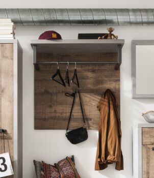 Appendiabiti Industry d'ingresso, Cemento e Rovere invecchiato