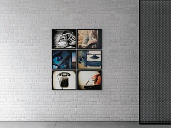Composizione L.107 x H.134 cm formata da 6 quadri, Made in Italy