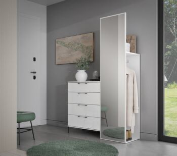 Mobile da ingresso moderno Bianco con specchio e cassetti