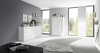 Credenza 3 cassetti e 2 ante, Bianco Lucido