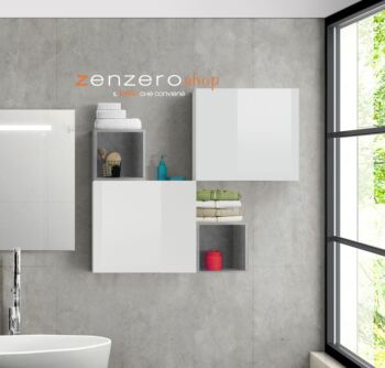 Offerte mobili bagno sospesi , composizione Bianco Lucido e Gesso