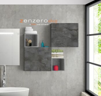 Mobiletti pensili per bagno in finitura Ossido, Gesso e Beton