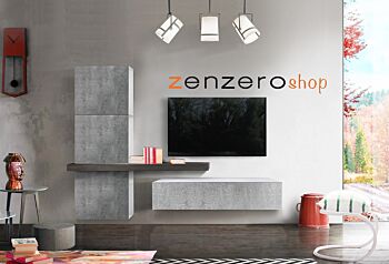 Soggiorno Zenzero, parete attrezzata moderna,  Beton con mensola Ardesia Scura