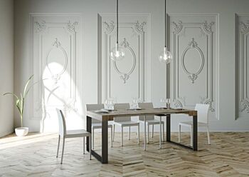 Consolle di design moderna, finitura Quercia natura, Made in Italy