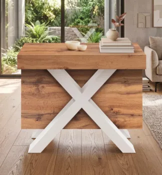 Tavolo consolle colore Rovere rustico e Bianco
