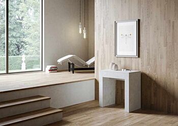 Consolle allungabile, Bianco spatolato, made in Italy